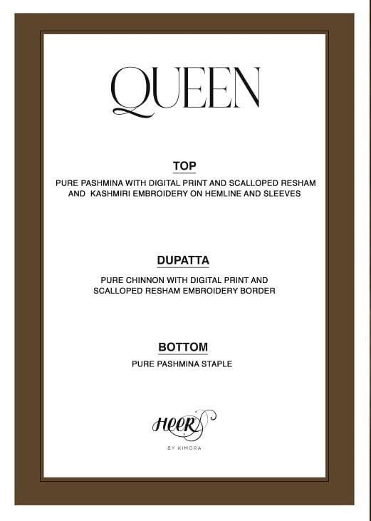 Queen By Kimora Heer Pashmina Printed Salwar Kameez Wholesale Shop In Surat

